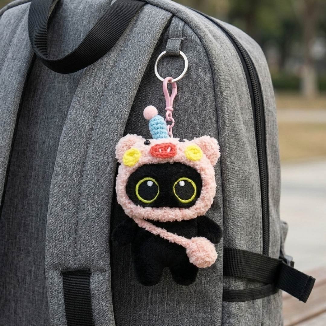 Charming Pink Pig Keychain - Pretty Kitten Design