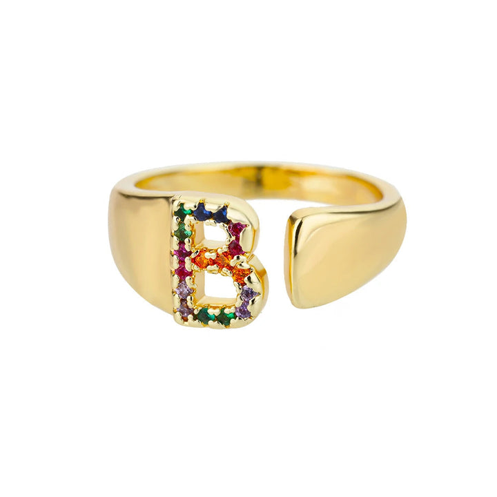 Adjustable Custom Letter Gold Ring