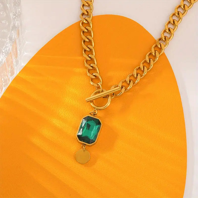 Emerald Stone Gold Necklace