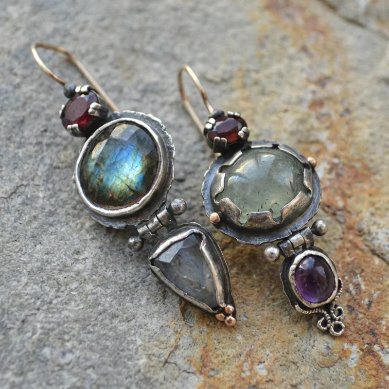 Vintage Green Stone Earrings