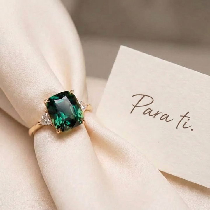 Green Gemstone Gold Ring