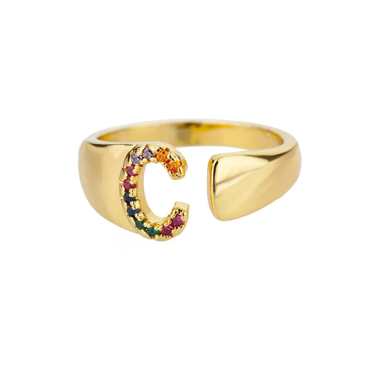 Adjustable Custom Letter Gold Ring