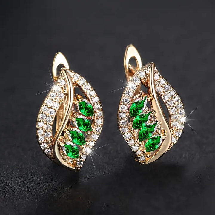 Emerald Breeze Earrings" can be translated and rewritten as "Emerald Breeze Drop Earrings.