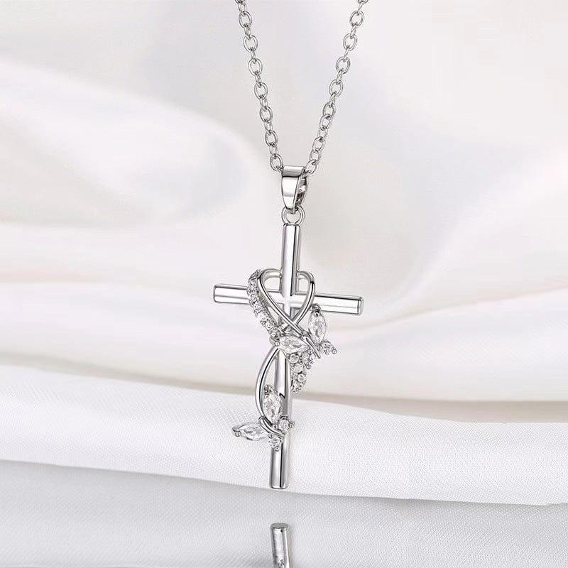 Elegant Butterfly Cross Necklace