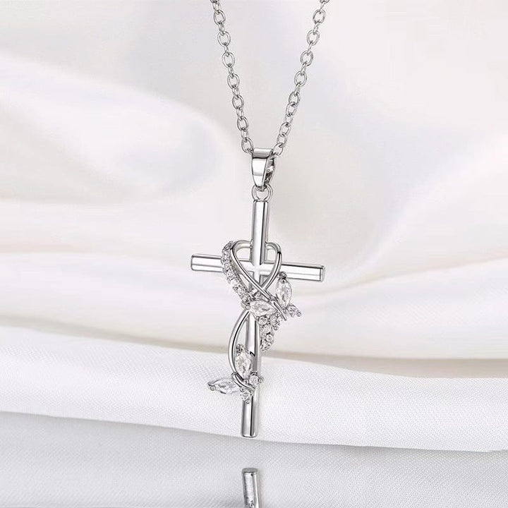 Elegant Butterfly Cross Necklace