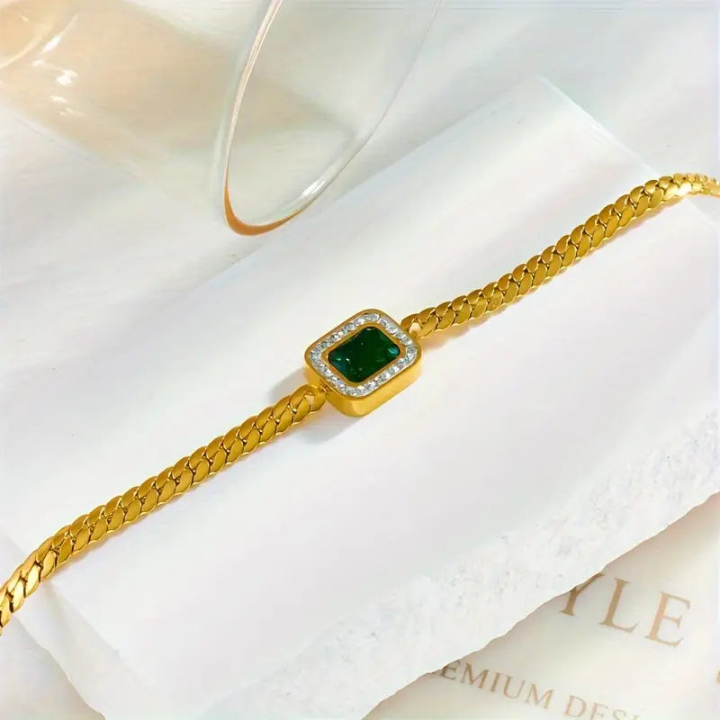 Elegant Emerald Charm Bracelet