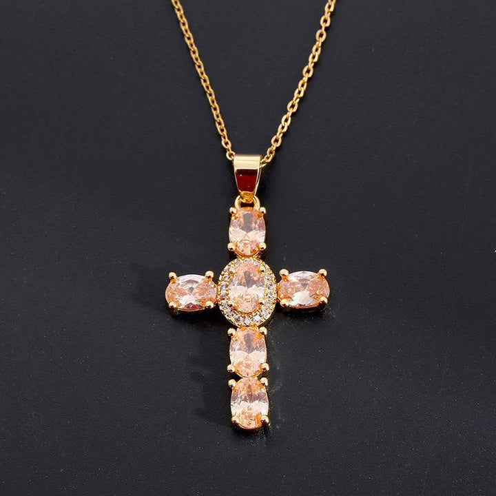 Colorful Gemstone Cross Necklaces