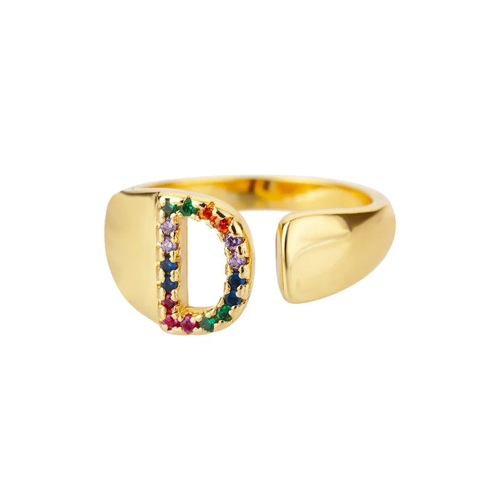Adjustable Custom Letter Gold Ring