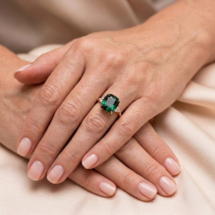 Green Gemstone Gold Ring