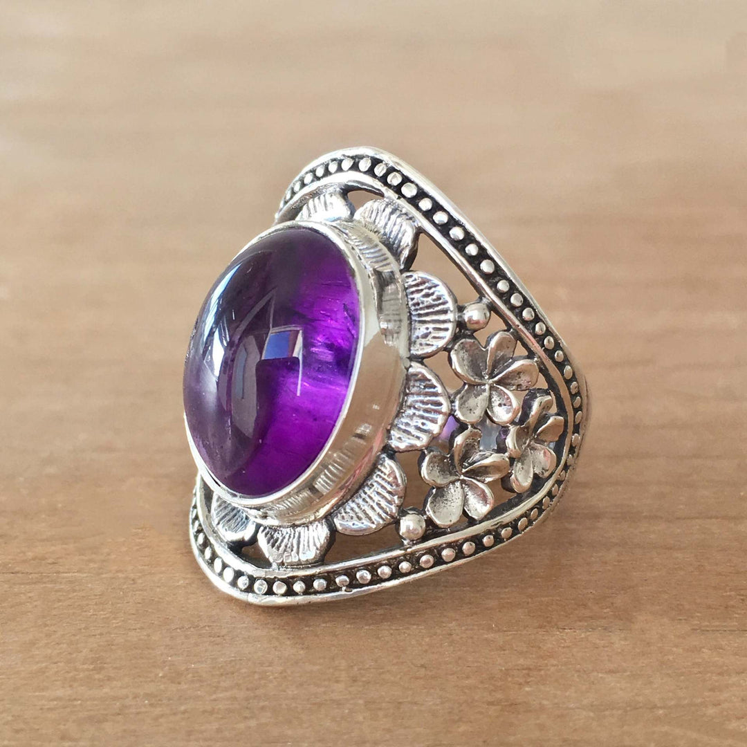 Haida Amethyst Ring" can be rewritten as "Haida Amethyst Gemstone Ring.