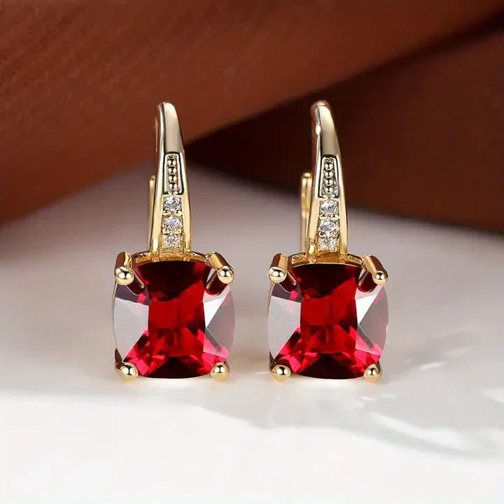 Mystical Stone Gold Hoop Earrings