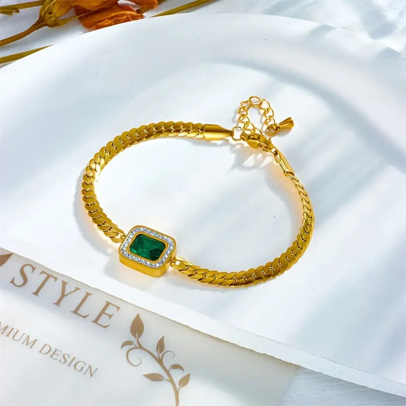 Elegant Emerald Charm Bracelet