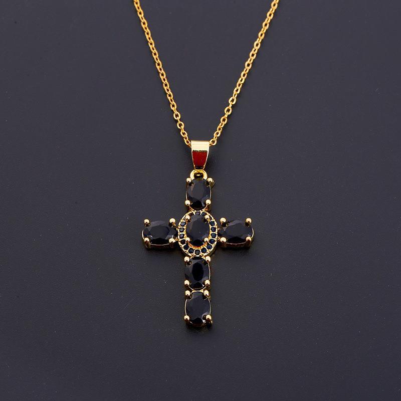 Colorful Gemstone Cross Necklaces