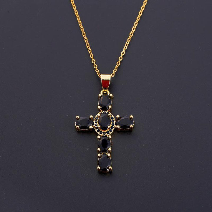 Colorful Gemstone Cross Necklaces