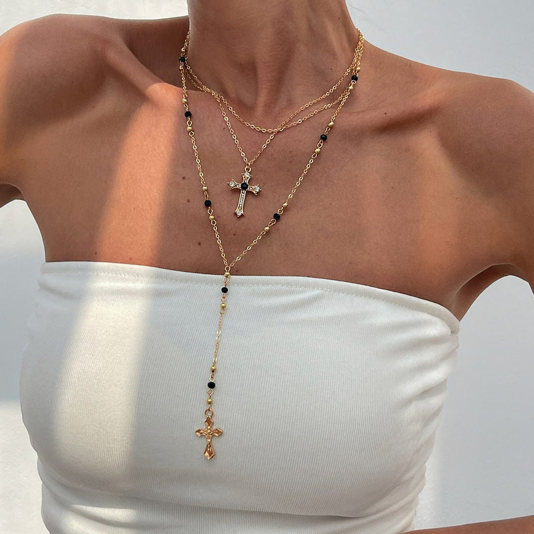 Diamond Cross Pendant with Color Accents