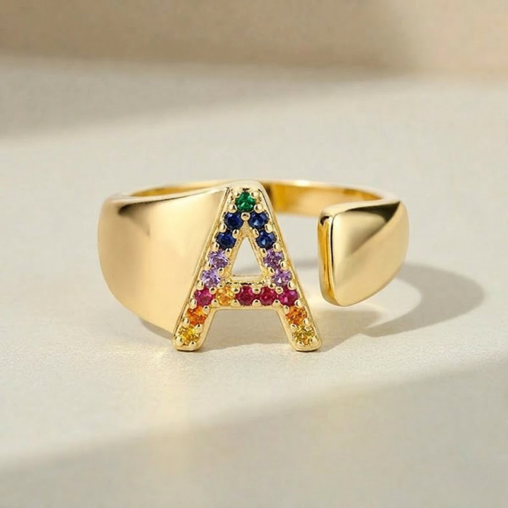 Adjustable Custom Letter Gold Ring