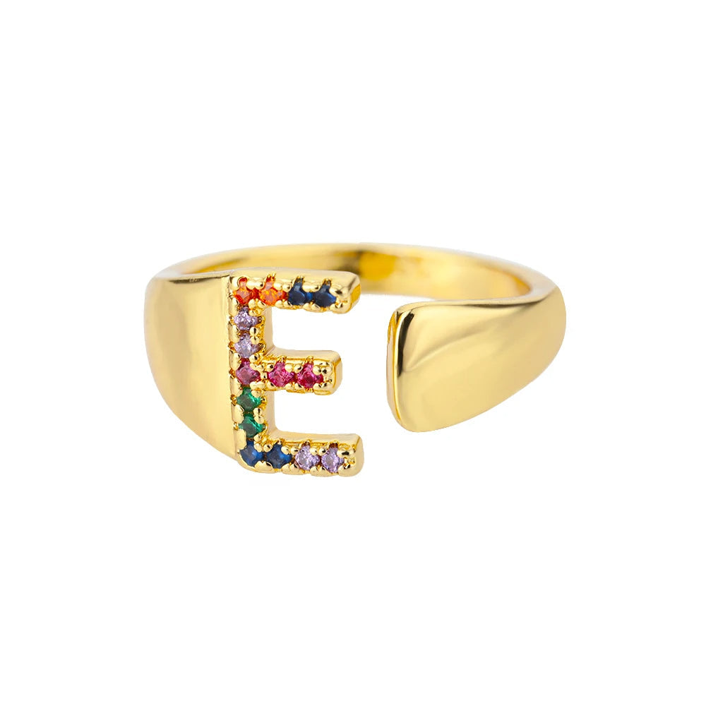 Adjustable Custom Letter Gold Ring