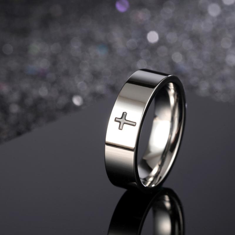 Silver Unisex Cross Ring