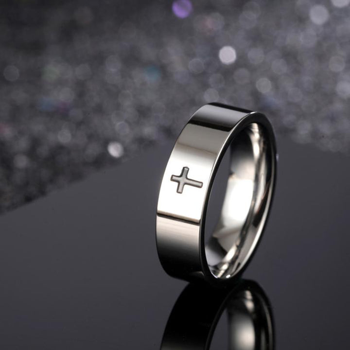 Silver Unisex Cross Ring