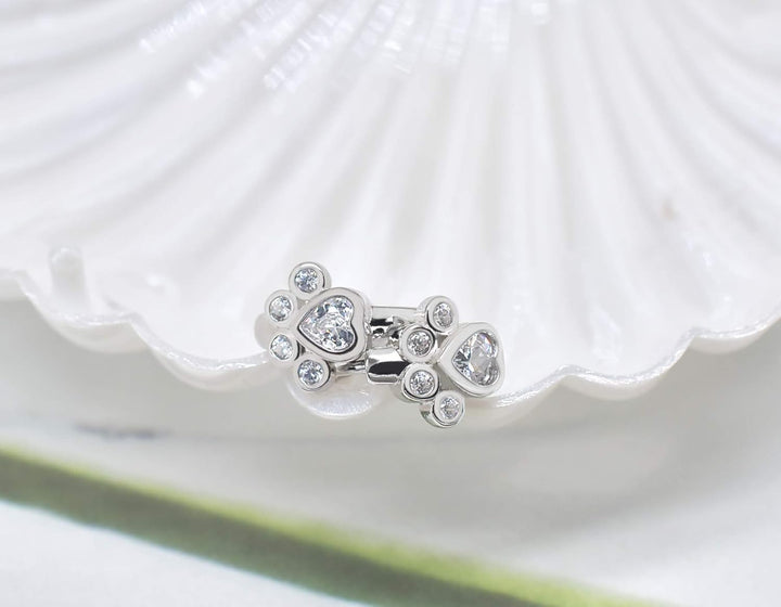 Sparkling Zirconia Hugging Paw Earrings