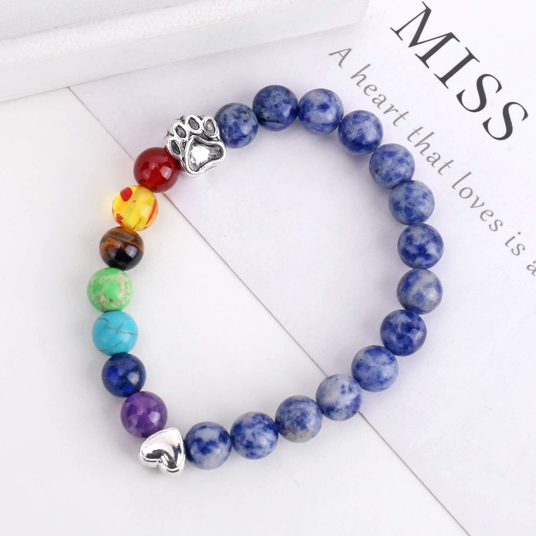 Rainbow Bridge Memorial Bracelet – Gift with 7 Chakra Beads for Pet Loss