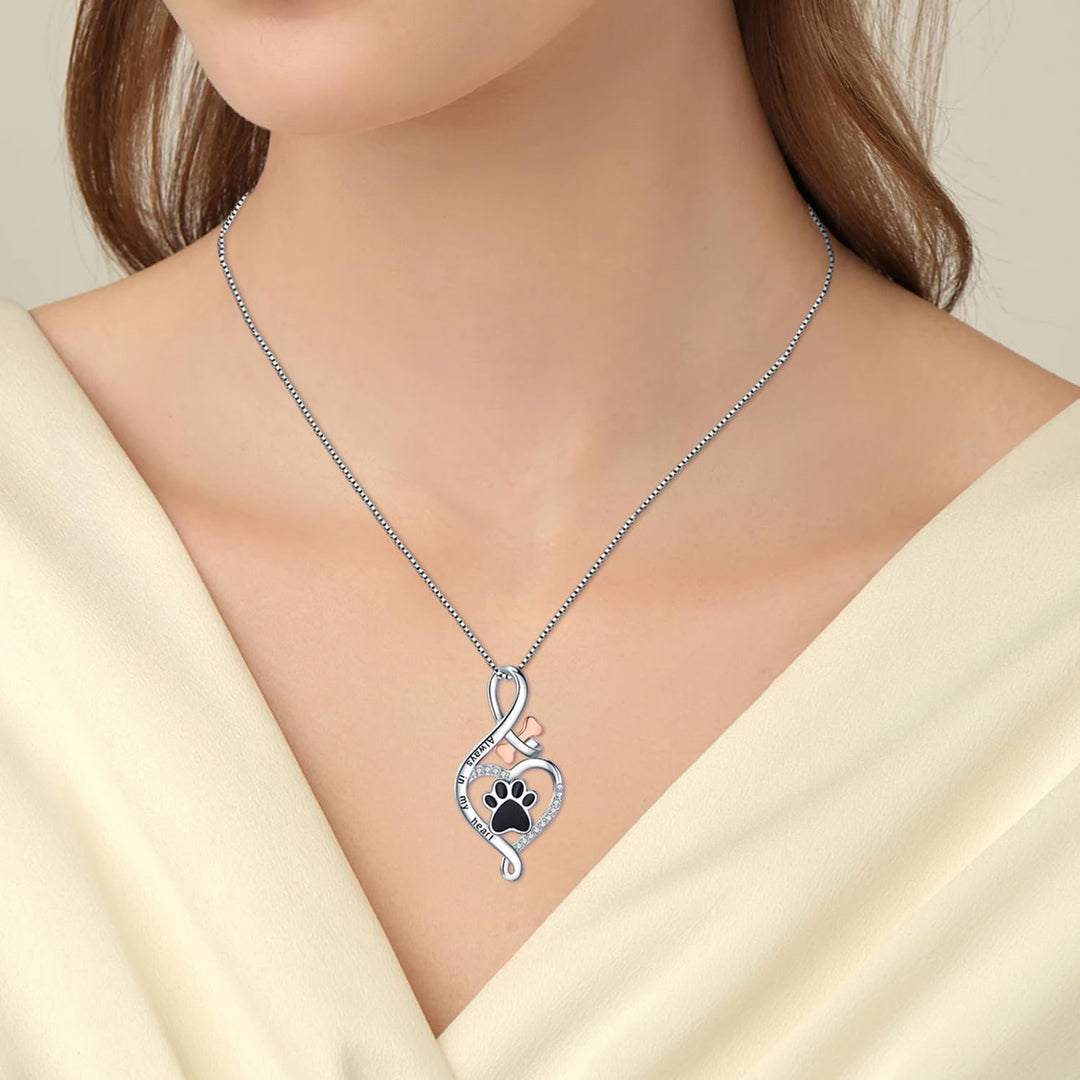 Lucky Paw Collar with Heart, Bone, and Infinity Pendant – 'Always in My Heart'