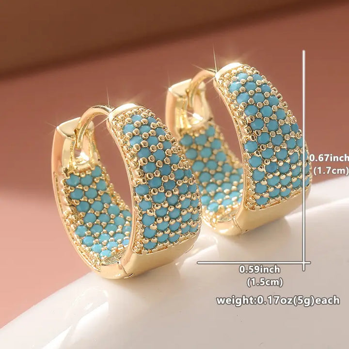 Turquoise Gold Hoop Earrings