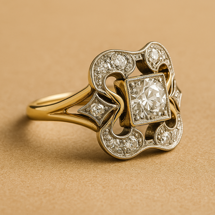 Retro Gold Cubic Zirconia Ring