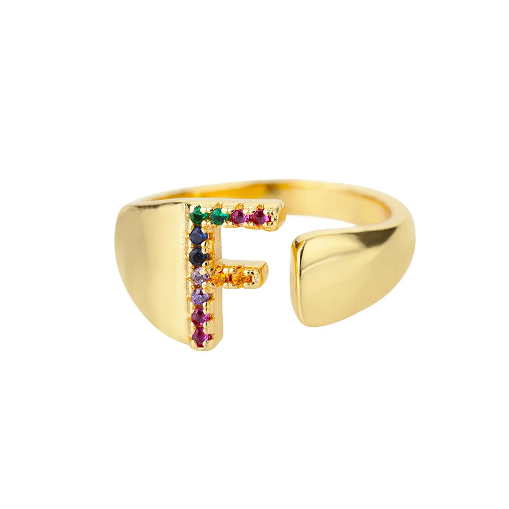 Adjustable Custom Letter Gold Ring