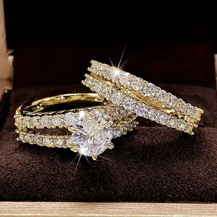 Gold Eternal Love Ring Duo