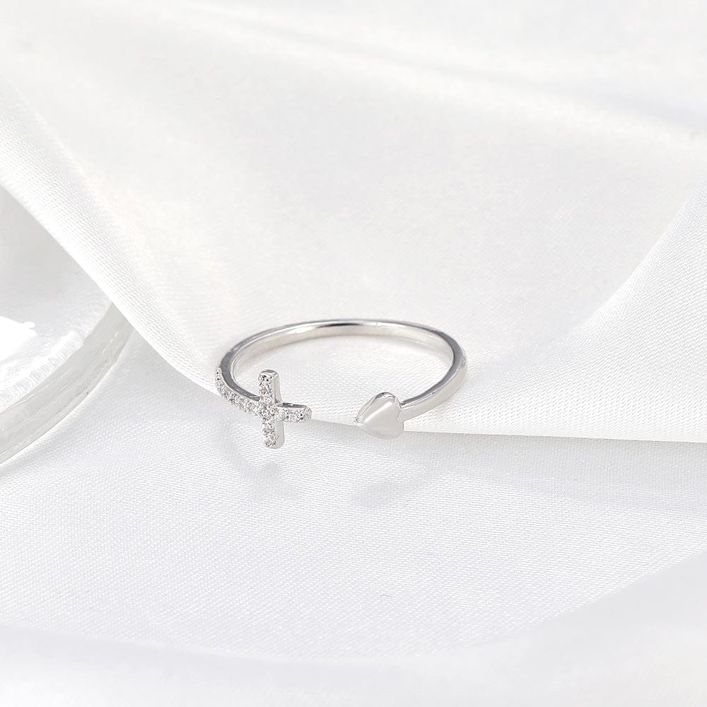 Silver Love Cross Ring