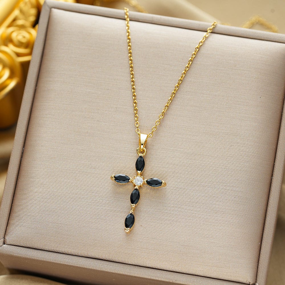 Vibrant Zirconia Cross Necklace