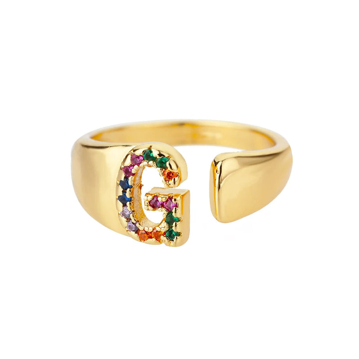 Adjustable Custom Letter Gold Ring