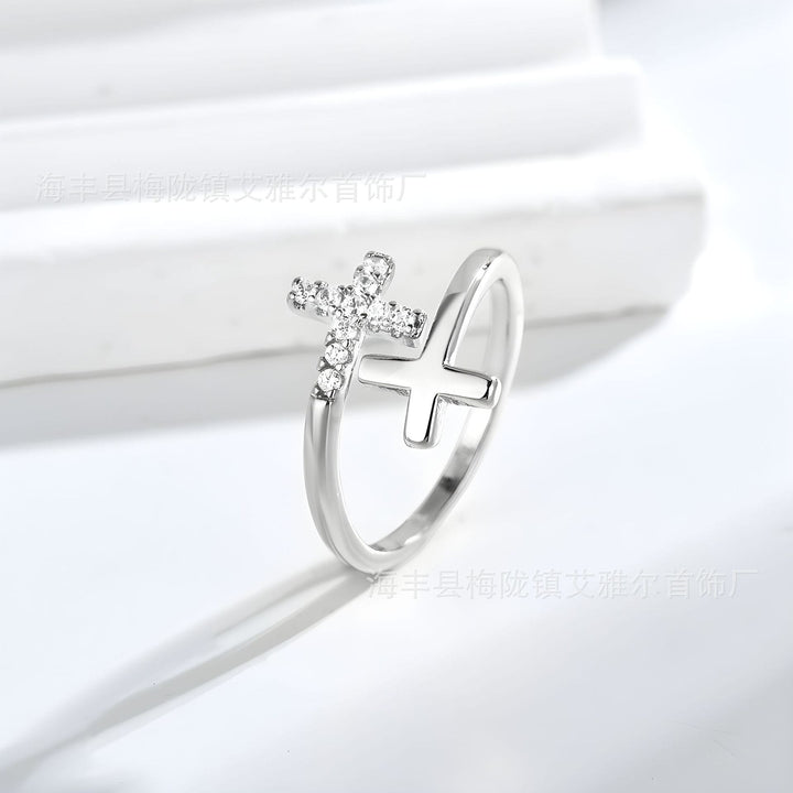 Adjustable Sacred Double Cross Ring