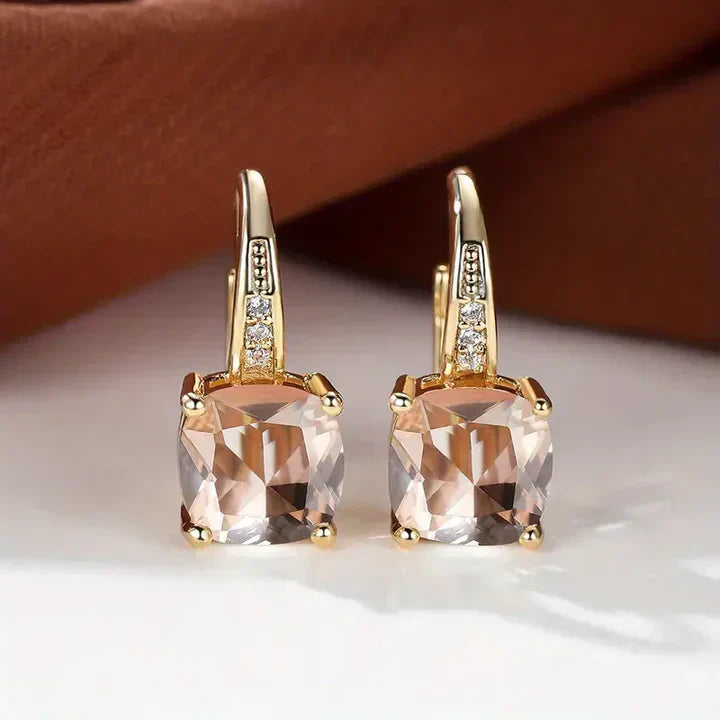 Mystical Stone Gold Hoop Earrings