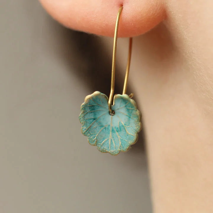 Retro Blue Leaf Earrings