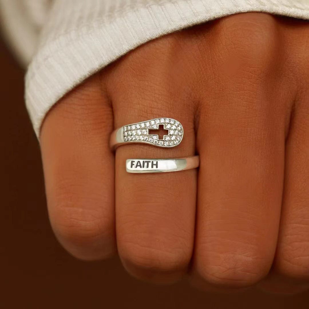 Silver Zirconium Cross Faith Ring