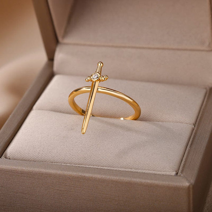 Silver Sword Cross Ring