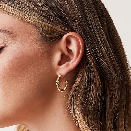 Gold Braided Hoop Earrings