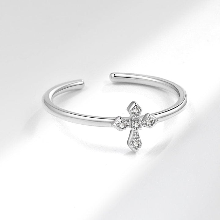 Diamond Cross Silver Ring