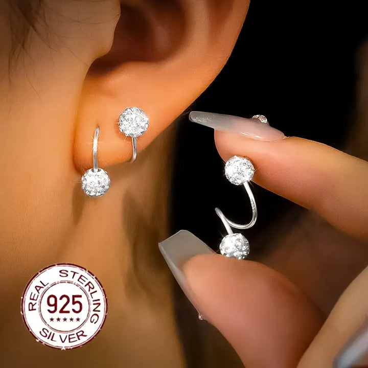 Sparkling Zirconia Double Spiral Earrings