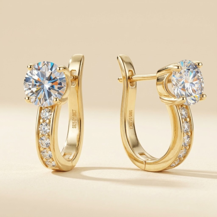 Gold Channel Earrings - Elegant Design