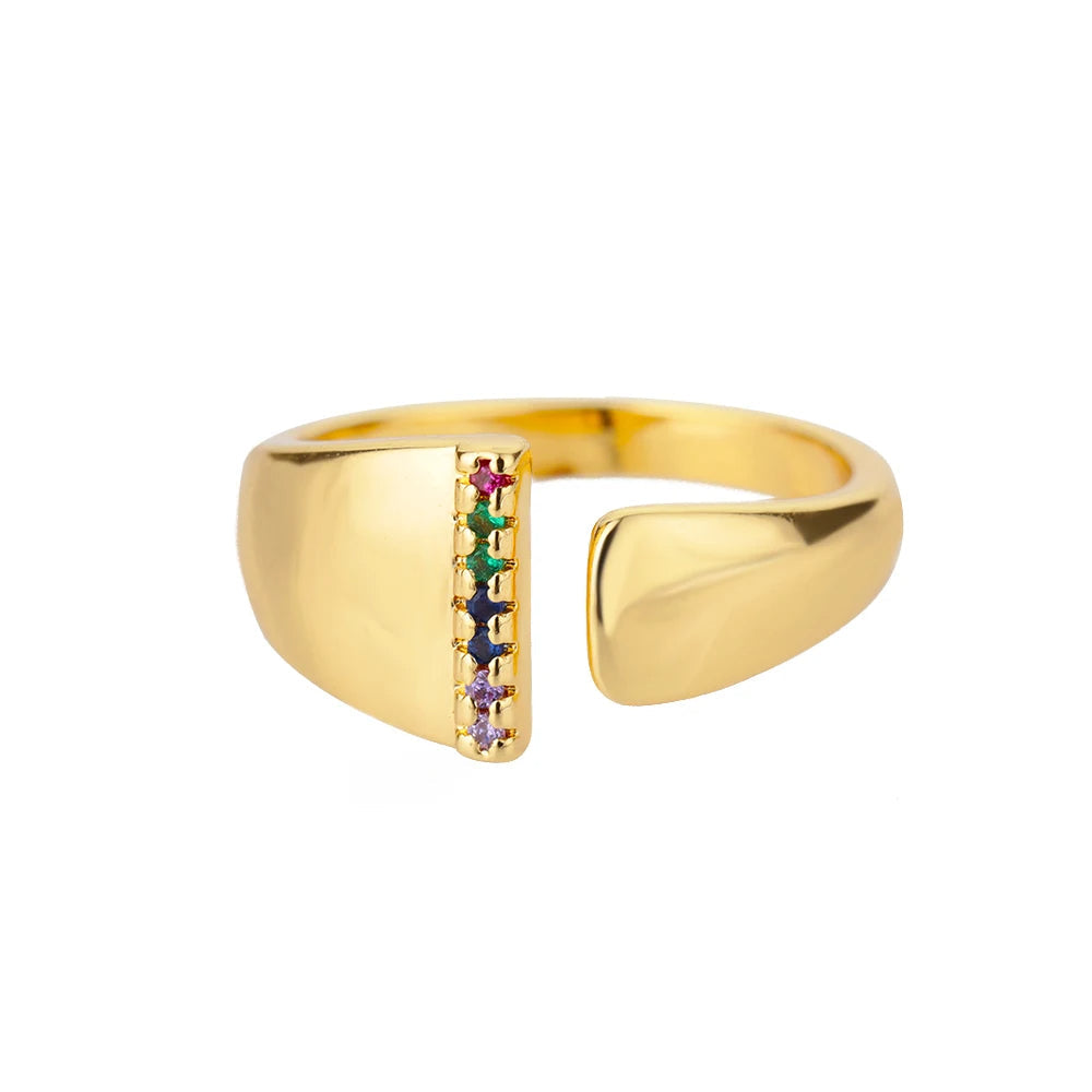 Adjustable Personalized Gold Letter Ring