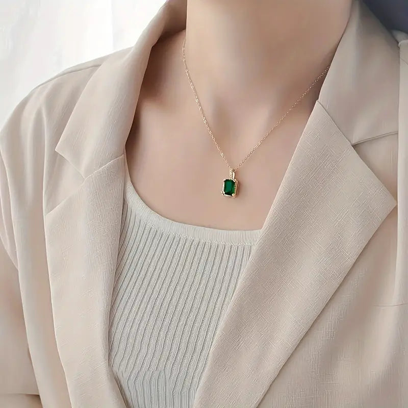 Gold & Celeste Emerald Necklace