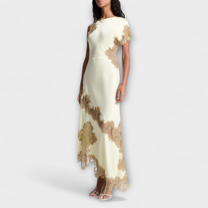 Margaret - Maxi Dress with Satin and Lace Accent