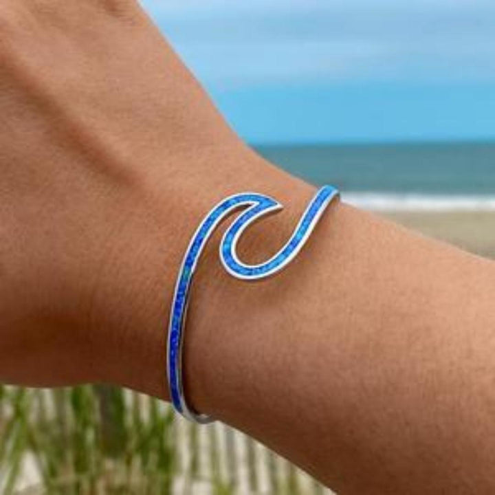 Silver Sea Wave Opal Bracelet