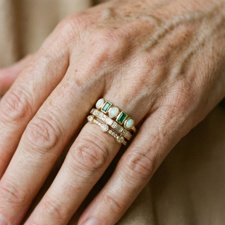 Vintage White and Green Opal Rings