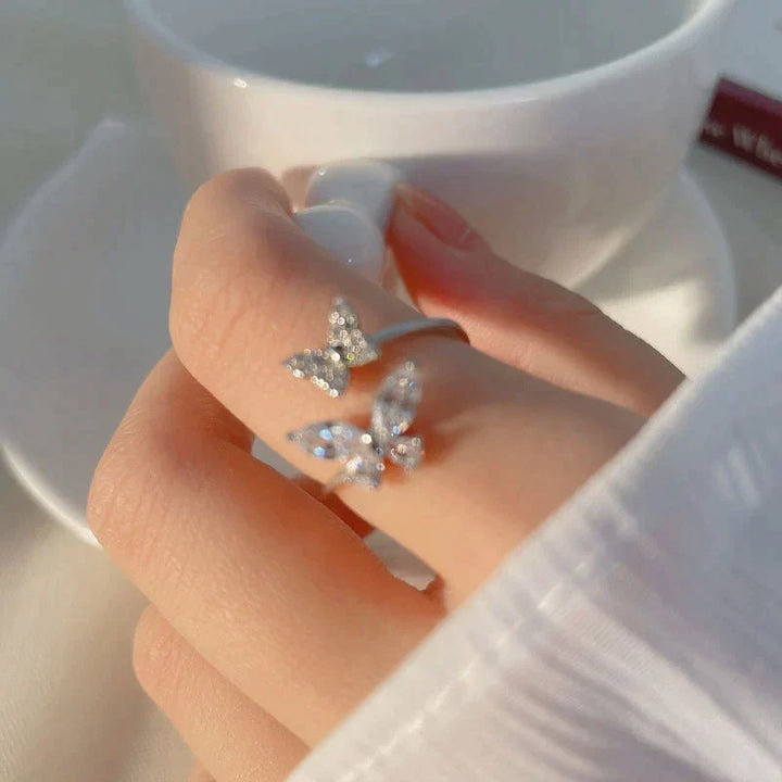 Adjustable Silver Butterfly Ring