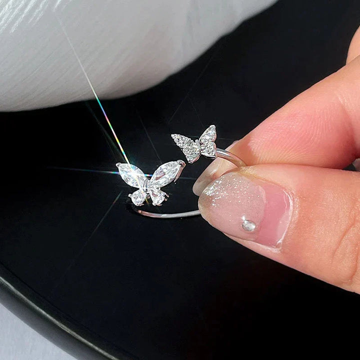 Adjustable Silver Butterfly Ring