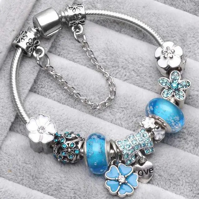 Vintage Silver and Blue Bracelets